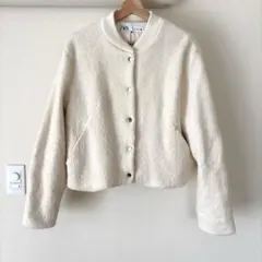 ZARA ショート丈　ジャケット　ブルゾン　ホワイト　L