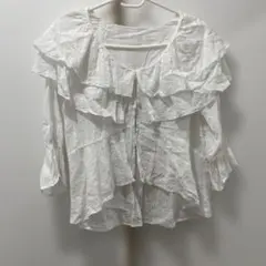 レトロガール　コットンレース襟フリルブラウス