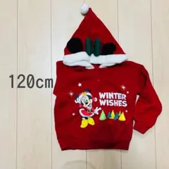 美品　ミニーマウス　裏起毛　サンタ　トレーナー　120cm