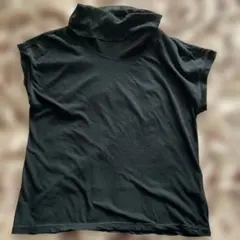 プランテーション　襟シアー半袖Tシャツ ブラックのサムネイル