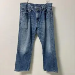 ギャップ テーパード 無地 L 紺 青 綿 美脚 デイリー ユーズド 加工
