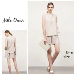 Mila Owen ノースリーブ オールインワンセットアップ 半ズボン ベージュのサムネイル
