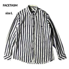 FACETASM ファセッタズム 長袖 シャツ 白 青 ストライプ トップス