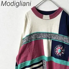 Modigliani ニット セーター 長袖 ヴィンテージ レトロ ゆったりのサムネイル