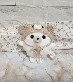 まゆん様専用　くま耳の帽子　ボンネット　バブーシュカ　ミニビーンズ　あざらし着用