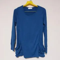 STYLEBASIC 青 サイドギャザーポケット 長袖Tシャツ