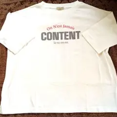 SamanthaMos2　オフホワイト 七分袖 Tシャツ プリント入り