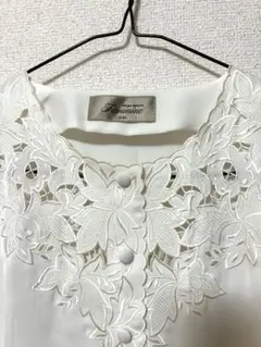 レトロ古着　ブラウス　カットワーク　刺繍