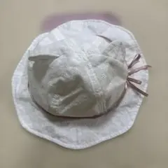 アカチャンホンポ　ホワイト耳付きベビー帽子　50cm