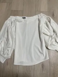 ホワイト ポリエステルブラウス M