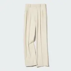 ✳︎ユニクロ✳︎タックワイドパンツ　　ツータック　S クリーム