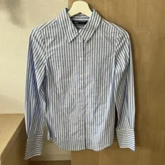 ZARA 青と白のストライプ 長袖シャツ