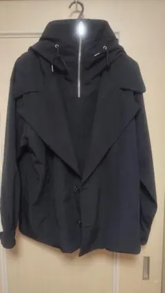 ハイネック 2way ビッグフード付きブラック ジャケット y2k