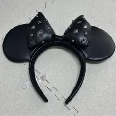 ミッキー耳カチューシャ スタッズ付き 黒