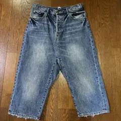 ichi USED加工 シンチバック クロップド サルエル デニムパンツ L