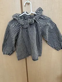 ギンガムチェックシャツ フリル付き