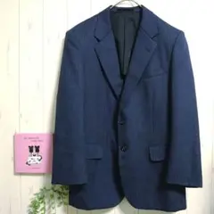 美品☆メンズスーツ上　ジャケット　日本製　シングルボタン　ストライプ　紺　厚め