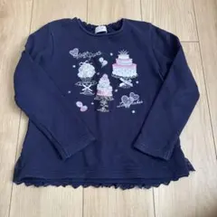 mezzo piano トレーナー 120cm ネイビー ケーキ柄　メゾピアノ