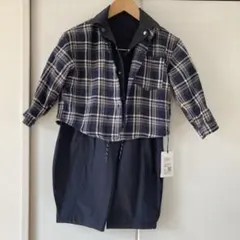新品　ネイビー フォーマルスーツ 入園入学式　110cm チェック柄シャツ付き
