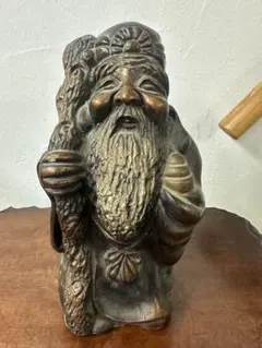 寿老人 置物 縁起物 陶器製 銘入り 時代物 骨董