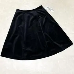 NATURAL BEAUTY BASICスカート ベロアフレアー 黒 セレモニー