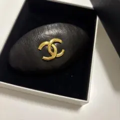 CHANEL バレッタ　ヴィンテージ　ブラック　ゴールドココマーク