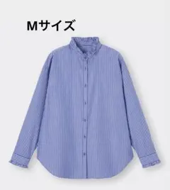 GU フリルスタンドカラーシャツ Mサイズ ストライプ