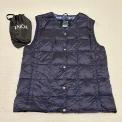 【美品】TAION Vネックボタン インナーダウンベスト M ネイビー