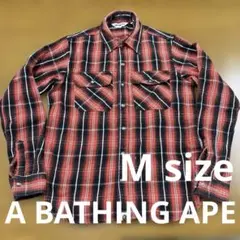 極厚 ア ベイシングエイプ オンブレチェックシャツ ネルシャツ　Mサイズ