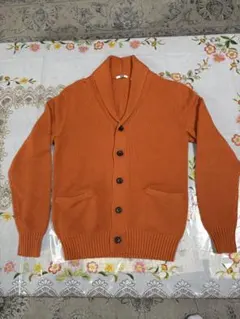 新品❗️UNIQLO ショールカラー カーディガン オレンジ　Sのサムネイル
