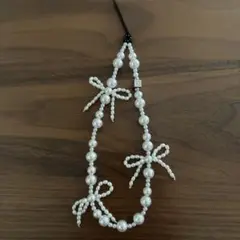 CASETIFY ケスティファイ パールビーズ リボンモチーフ ストラップ