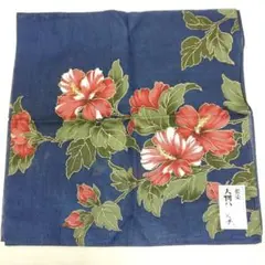 藍染 ハンカチ 大判 紺 花柄