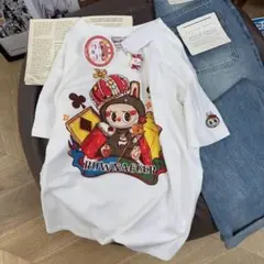 値下げラブブキャラクタープリントオーバーサイズTシャツ　L