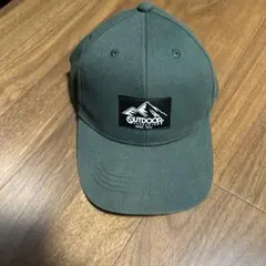 アウトドアロゴ付きキャップ オリーブグリーン