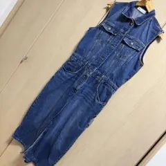 ZARA デニムノースリーブ サロペット ワンピース