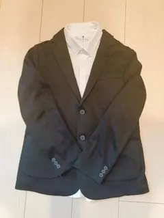 ユニクロブラック2つボタンブレザー、シャツ2点セット160cm