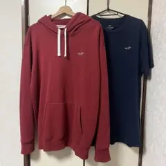 【美品・即日発送】ホリスターセット売り！／赤パーカーXL／ネイビーTシャツL