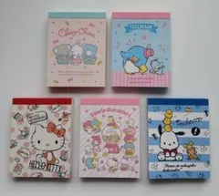 サンリオキャラクターズ ミニメモ帳 ５点セット2018年 平成レトロ②