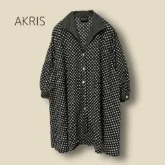 3188　【AKRIS】水玉　黒　Aライン　シャツ　ブラウス　肩パッド　スイス製のサムネイル