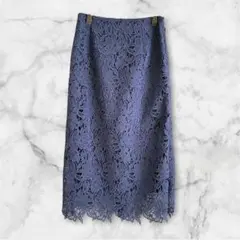Ag aquagirl 美品　花柄刺繍レース　上質　タイトスカート　ラベンダーSのサムネイル