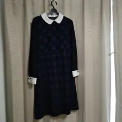 ネイビー・ブラックチェックワンピース（160cm）　組曲　卒業式や発表会に！