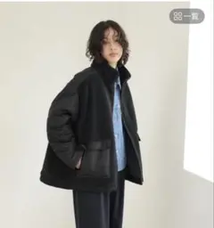 スタンドボアキルトブルゾン　ブラック