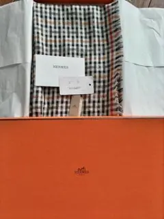 エルメス Hエコセ ストール マフラー HERMES シルク カシミヤ チェックのサムネイル