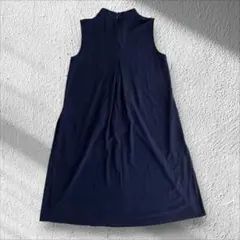 【美品】ユニクロ Aライン タックワンピース ネイビー きれいめ【B90】