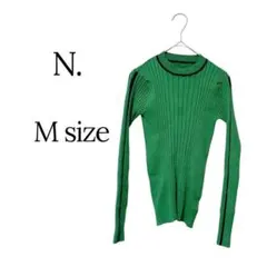 N. リブニット長袖トップス グリーンM細見え Mのサムネイル