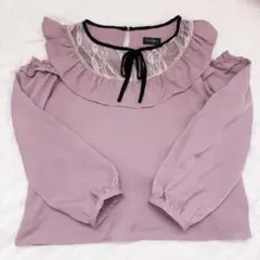 evelyn 肩あきフリルレースリボンブラウス ♡ ピンク