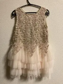 ドレス　フラワーレース　チュール　キッズ　ワンピース