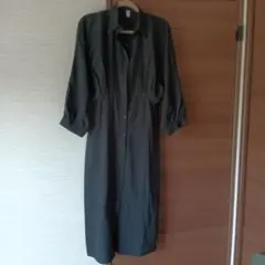 黒 長袖 シャツワンピース
