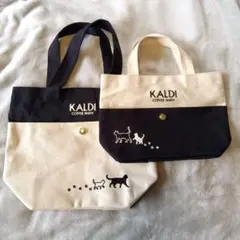 KALDI COFFEE FARM トートバッグ 2点セット 猫柄