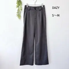 DAZY ツータック ワイドパンツ S〜M グレー ハイウエスト きれいめ 足長